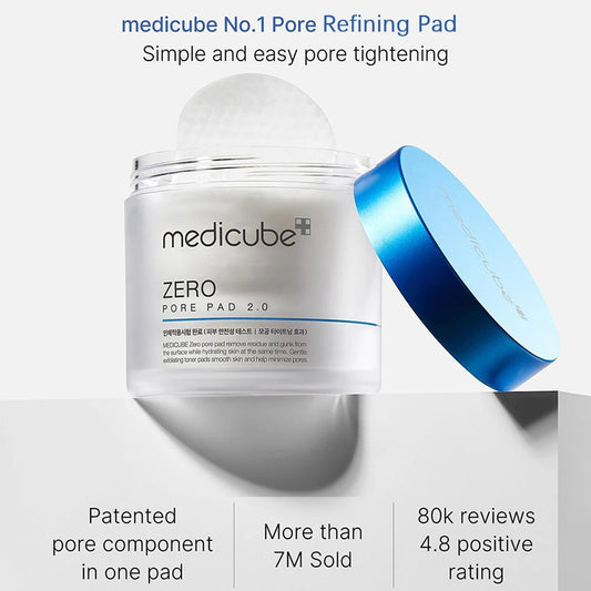 Medicube ZERO PORE PAD 2.0,Pre-Soaked Dual-Texture Cotton Pads,Hydrating&Soothing Formula,Daily Skin Care,K-Beauty,Korean Makeup