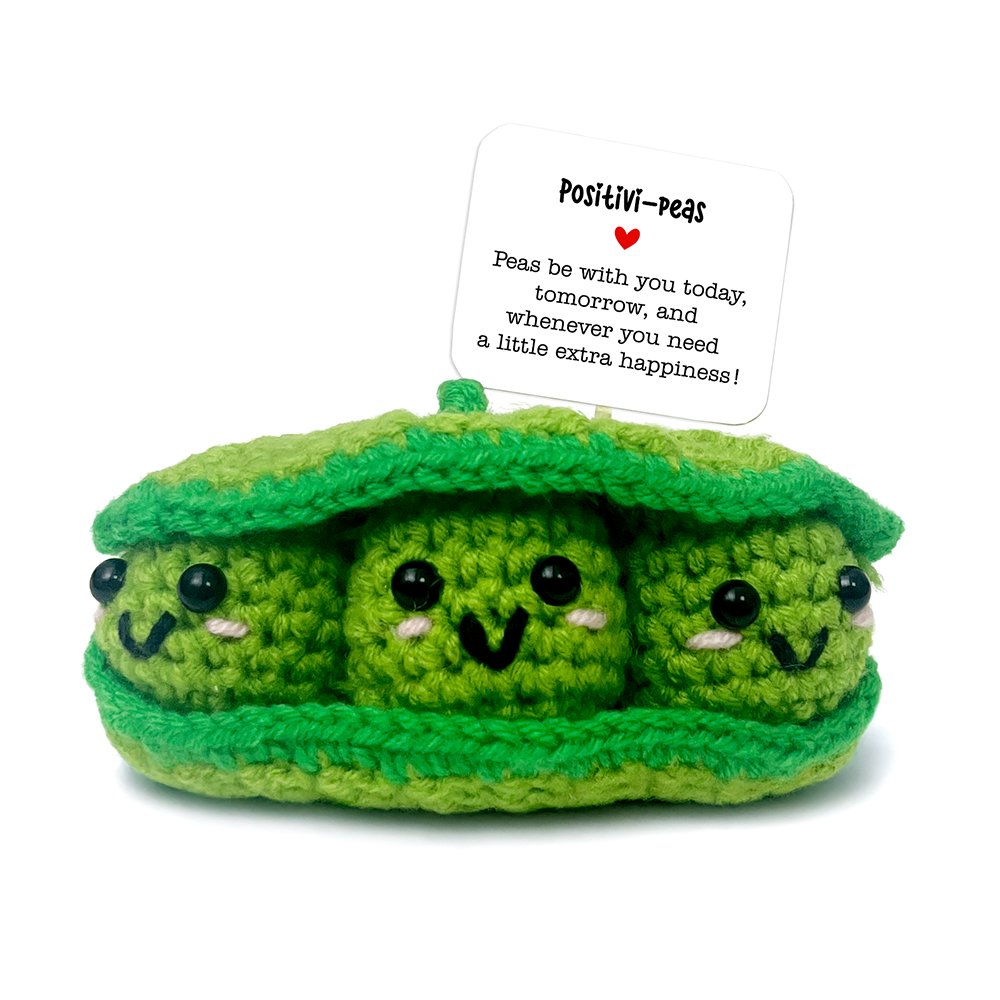 Positivity Peas Crochet Support Doll, Encouragement Gift for Children and Adults